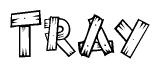The image contains the name Tray written in a decorative, stylized font with a hand-drawn appearance. The lines are made up of what appears to be planks of wood, which are nailed together