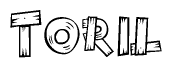 The clipart image shows the name Toril stylized to look like it is constructed out of separate wooden planks or boards, with each letter having wood grain and plank-like details.