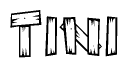 The clipart image shows the name Tini stylized to look as if it has been constructed out of wooden planks or logs. Each letter is designed to resemble pieces of wood.