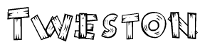 The clipart image shows the name Tweston stylized to look like it is constructed out of separate wooden planks or boards, with each letter having wood grain and plank-like details.