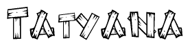 The clipart image shows the name Tatyana stylized to look like it is constructed out of separate wooden planks or boards, with each letter having wood grain and plank-like details.