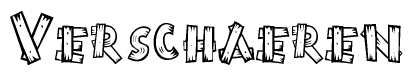 The clipart image shows the name Verschaeren stylized to look like it is constructed out of separate wooden planks or boards, with each letter having wood grain and plank-like details.