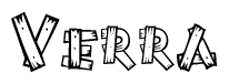 The clipart image shows the name Verra stylized to look as if it has been constructed out of wooden planks or logs. Each letter is designed to resemble pieces of wood.
