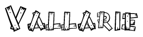 The clipart image shows the name Vallarie stylized to look like it is constructed out of separate wooden planks or boards, with each letter having wood grain and plank-like details.