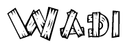 The clipart image shows the name Wadi stylized to look like it is constructed out of separate wooden planks or boards, with each letter having wood grain and plank-like details.