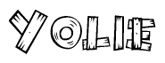 The clipart image shows the name Yolie stylized to look like it is constructed out of separate wooden planks or boards, with each letter having wood grain and plank-like details.