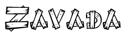 The clipart image shows the name Zavada stylized to look like it is constructed out of separate wooden planks or boards, with each letter having wood grain and plank-like details.
