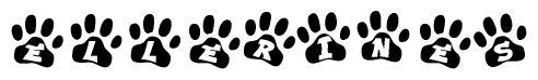 The image shows a series of animal paw prints arranged horizontally. Within each paw print, there's a letter; together they spell Ellerines