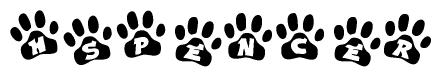 The image shows a series of animal paw prints arranged horizontally. Within each paw print, there's a letter; together they spell Hspencer