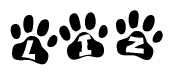 The image shows a row of animal paw prints, each containing a letter. The letters spell out the word Liz within the paw prints.
