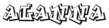 The image is a stylized representation of the letters Alanna designed to mimic the look of graffiti text. The letters are bold and have a three-dimensional appearance, with emphasis on angles and shadowing effects.