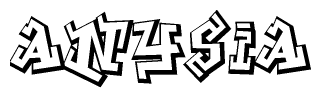The clipart image features a stylized text in a graffiti font that reads Anysia.