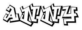 The clipart image depicts the word Anny in a style reminiscent of graffiti. The letters are drawn in a bold, block-like script with sharp angles and a three-dimensional appearance.