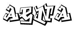 The clipart image depicts the word Aena in a style reminiscent of graffiti. The letters are drawn in a bold, block-like script with sharp angles and a three-dimensional appearance.