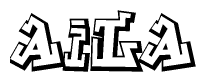 The clipart image depicts the word Aila in a style reminiscent of graffiti. The letters are drawn in a bold, block-like script with sharp angles and a three-dimensional appearance.