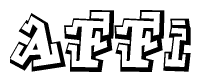 The clipart image depicts the word Affi in a style reminiscent of graffiti. The letters are drawn in a bold, block-like script with sharp angles and a three-dimensional appearance.