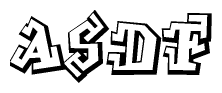The clipart image features a stylized text in a graffiti font that reads Asdf.