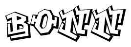 The image is a stylized representation of the letters Bonn designed to mimic the look of graffiti text. The letters are bold and have a three-dimensional appearance, with emphasis on angles and shadowing effects.