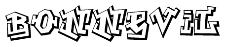 The clipart image depicts the word Bonnevil in a style reminiscent of graffiti. The letters are drawn in a bold, block-like script with sharp angles and a three-dimensional appearance.