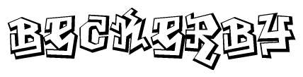 The clipart image depicts the word Beckerby in a style reminiscent of graffiti. The letters are drawn in a bold, block-like script with sharp angles and a three-dimensional appearance.