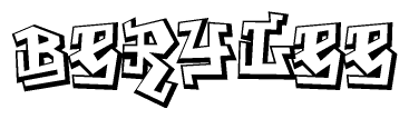 The image is a stylized representation of the letters Berylee designed to mimic the look of graffiti text. The letters are bold and have a three-dimensional appearance, with emphasis on angles and shadowing effects.