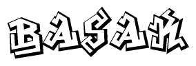 The clipart image features a stylized text in a graffiti font that reads Basak.