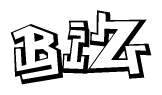 The image is a stylized representation of the letters Biz designed to mimic the look of graffiti text. The letters are bold and have a three-dimensional appearance, with emphasis on angles and shadowing effects.