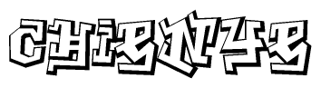 The clipart image depicts the word Chienye in a style reminiscent of graffiti. The letters are drawn in a bold, block-like script with sharp angles and a three-dimensional appearance.