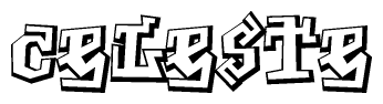 The clipart image depicts the word Celeste in a style reminiscent of graffiti. The letters are drawn in a bold, block-like script with sharp angles and a three-dimensional appearance.