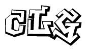 The clipart image depicts the word Clg in a style reminiscent of graffiti. The letters are drawn in a bold, block-like script with sharp angles and a three-dimensional appearance.