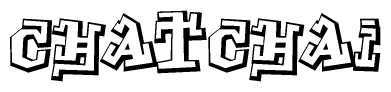 The clipart image depicts the word Chatchai in a style reminiscent of graffiti. The letters are drawn in a bold, block-like script with sharp angles and a three-dimensional appearance.