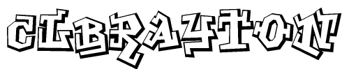 The clipart image depicts the word Clbrayton in a style reminiscent of graffiti. The letters are drawn in a bold, block-like script with sharp angles and a three-dimensional appearance.