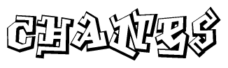 The image is a stylized representation of the letters Chanes designed to mimic the look of graffiti text. The letters are bold and have a three-dimensional appearance, with emphasis on angles and shadowing effects.