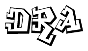 The image is a stylized representation of the letters Dra designed to mimic the look of graffiti text. The letters are bold and have a three-dimensional appearance, with emphasis on angles and shadowing effects.