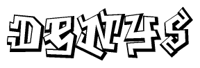 The clipart image features a stylized text in a graffiti font that reads Denys.