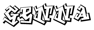 The clipart image depicts the word Genna in a style reminiscent of graffiti. The letters are drawn in a bold, block-like script with sharp angles and a three-dimensional appearance.