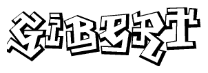 The clipart image depicts the word Gibert in a style reminiscent of graffiti. The letters are drawn in a bold, block-like script with sharp angles and a three-dimensional appearance.