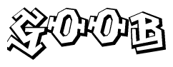 The image is a stylized representation of the letters Goob designed to mimic the look of graffiti text. The letters are bold and have a three-dimensional appearance, with emphasis on angles and shadowing effects.