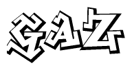 The image is a stylized representation of the letters Gaz designed to mimic the look of graffiti text. The letters are bold and have a three-dimensional appearance, with emphasis on angles and shadowing effects.