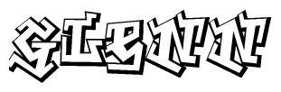 The image is a stylized representation of the letters Glenn designed to mimic the look of graffiti text. The letters are bold and have a three-dimensional appearance, with emphasis on angles and shadowing effects.