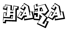 The image is a stylized representation of the letters Hara designed to mimic the look of graffiti text. The letters are bold and have a three-dimensional appearance, with emphasis on angles and shadowing effects.