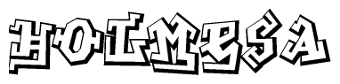The clipart image depicts the word Holmesa in a style reminiscent of graffiti. The letters are drawn in a bold, block-like script with sharp angles and a three-dimensional appearance.