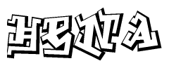 The image is a stylized representation of the letters Hena designed to mimic the look of graffiti text. The letters are bold and have a three-dimensional appearance, with emphasis on angles and shadowing effects.