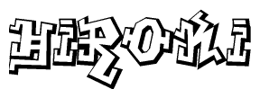 The clipart image depicts the word Hiroki in a style reminiscent of graffiti. The letters are drawn in a bold, block-like script with sharp angles and a three-dimensional appearance.