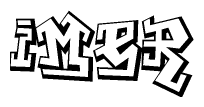 The image is a stylized representation of the letters Imer designed to mimic the look of graffiti text. The letters are bold and have a three-dimensional appearance, with emphasis on angles and shadowing effects.