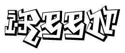 The image is a stylized representation of the letters Ireen designed to mimic the look of graffiti text. The letters are bold and have a three-dimensional appearance, with emphasis on angles and shadowing effects.
