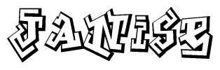 The clipart image depicts the word Janise in a style reminiscent of graffiti. The letters are drawn in a bold, block-like script with sharp angles and a three-dimensional appearance.