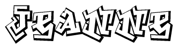 The clipart image features a stylized text in a graffiti font that reads Jeanne.