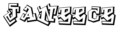 The image is a stylized representation of the letters Janeece designed to mimic the look of graffiti text. The letters are bold and have a three-dimensional appearance, with emphasis on angles and shadowing effects.
