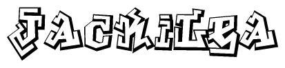 The image is a stylized representation of the letters Jackilea designed to mimic the look of graffiti text. The letters are bold and have a three-dimensional appearance, with emphasis on angles and shadowing effects.